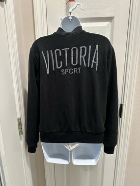 Victoria's Secret Black and Gray Embroidered Sport Sweatshirt